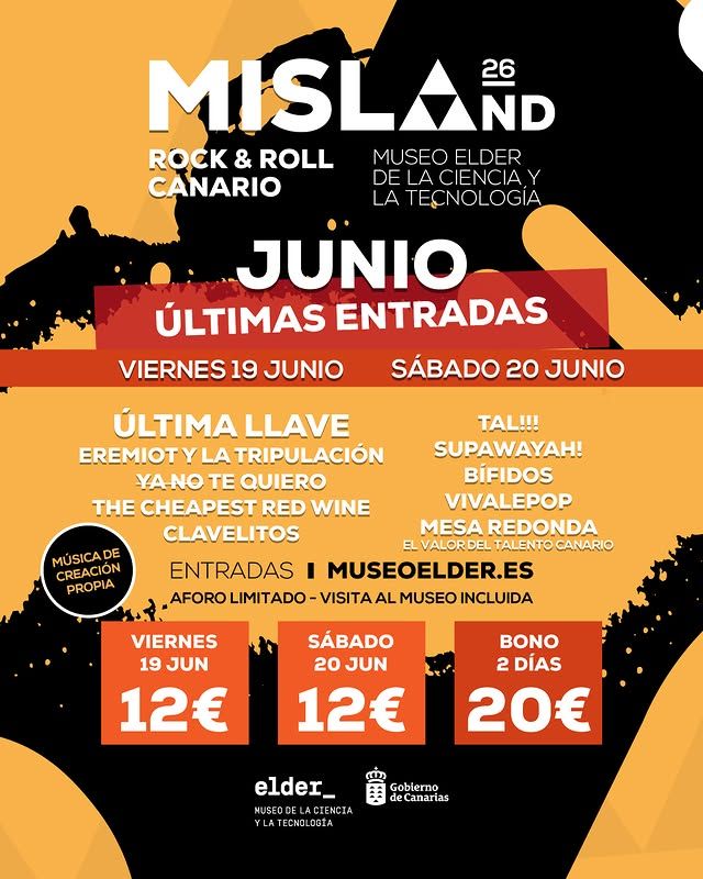 Cartel oficial del festival MISLAnd 2026 en el Museo Elder, con el lineup de las dos jornadas